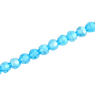6MM FACETED ROUND CRYSTAL BEADS - APPROX 98/PCS - AQUA AB
