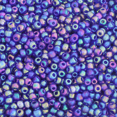 #6/0 SEED BEADS - APPROX 100G - BLUE RAINBOW