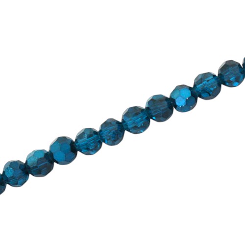 6MM FACETED ROUND BEADS - APPROX 95/PCS - CRYSTAL / METALLIC BLUE ZIRCON