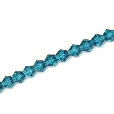 6MM CRYSTAL BI-CONE STRANDS - APPROX 48/PCS - BLUE ZIRCON