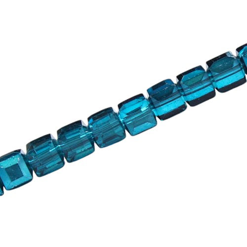 6 MM CUBE BEADS APPROX 48 PCS / CRYSTAL METALLIC BLUE ZIRCON