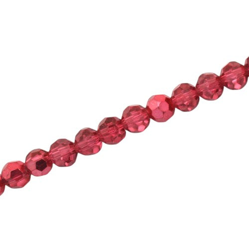 6MM FACETED ROUND BEADS - APPROX 95/PCS - CRYSTAL / METALLIC CRANBERRY