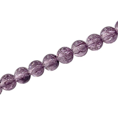 6 MM ROUND GLASS CRACKLE BEADS DARK PURPLE - 130 PCS