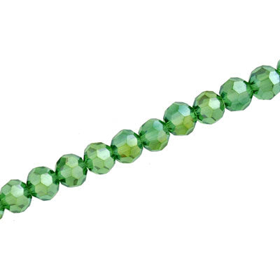 6MM FACETED ROUND CRYSTAL BEADS - APPROX 98/PCS - GREEN AB