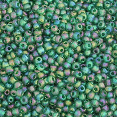 #6/0 SEED BEADS - APPROX 100G - GREEN RAINBOW