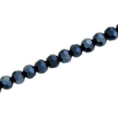 6MM FACETED ROUND CRYSTAL BEADS - APPROX 98/PCS - JET HEMATITE