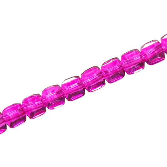 6 MM CUBE BEADS APPROX 100 PCS / HOT PINK