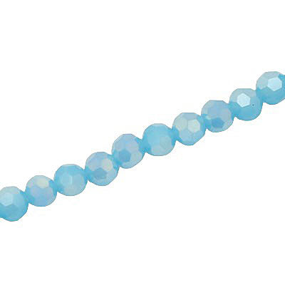 6MM FACETED ROUND CRYSTAL BEADS - APPROX 98/PCS - ALABASTER AQUA AB