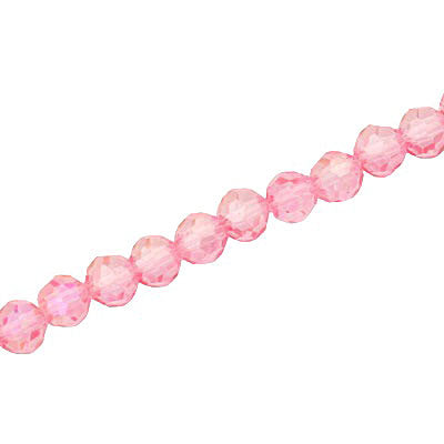 6MM FACETED ROUND CRYSTAL BEADS - APPROX 98/PCS - AB PINK
