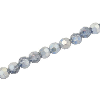 6MM FACETED ROUND CRYSTAL BEADS - APPROX 98/PCS - CRYSTAL METALLIC LIGHT BLUE