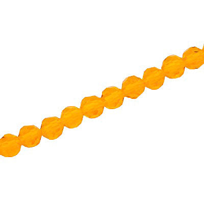 6MM FACETED ROUND CRYSTAL BEADS - APPROX 98/PCS - LIGHT ORANGE