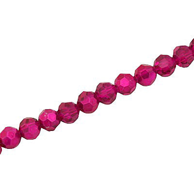 6MM FACETED ROUND CRYSTAL BEADS - APPROX 98/PCS - CRYSTAL METALLIC HOT PINK