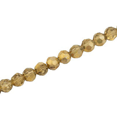 6MM FACETED ROUND CRYSTAL BEADS - APPROX 98/PCS - CRYSTAL METALLIC GOLD