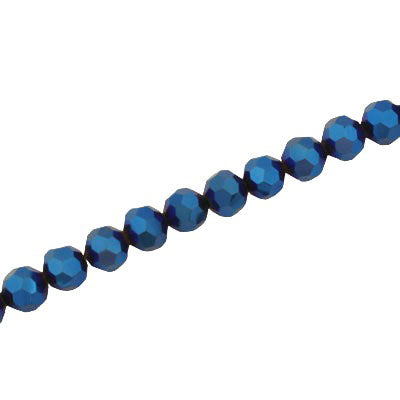 6MM FACETED ROUND CRYSTAL BEADS - APPROX 98/PCS - METALLIC BLUE