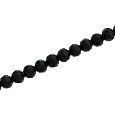 6MM FACETED ROUND CRYSTAL BEADS - APPROX 98/PCS - JET