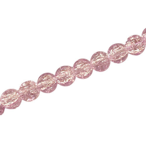 6 MM ROUND GLASS CRACKLE BEADS LIGHT PURPLE - 130 PCS