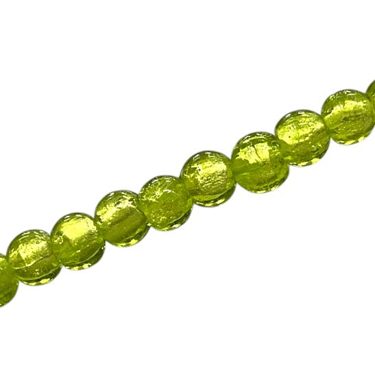 6 MM ROUND FOIL BEADS LIME - 48 PCS
