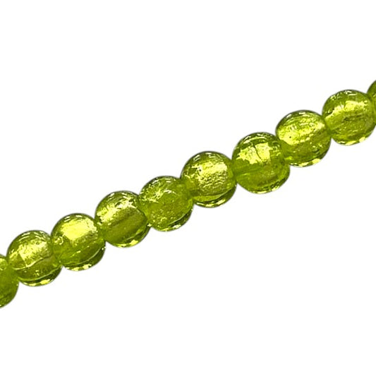 6 MM ROUND FOIL BEADS LIME - 48 PCS
