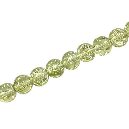 6 MM ROUND GLASS CRACKLE BEADS LIGHT KHAKI - 130 PCS