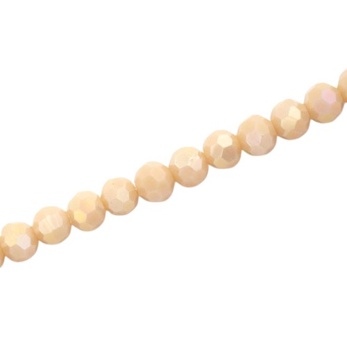 6MM FACETED ROUND BEADS - APPROX 95/PCS - PEARL LT APRICOT