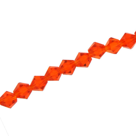 6MM CRYSTAL BI-CONE STRANDS - APPROX 50 / PCS - DARK ORANGE