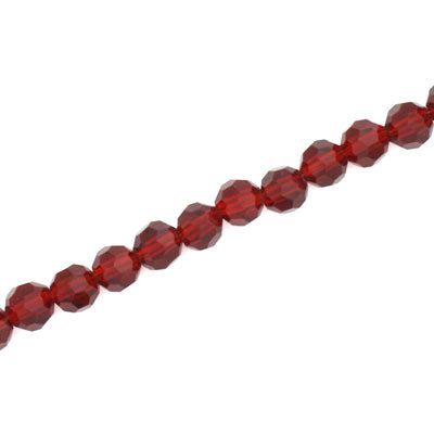 6MM FACETED ROUND CRYSTAL BEADS - APPROX 98/PCS - DARK RED