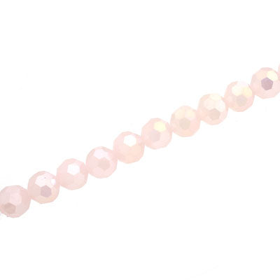 6MM FACETED ROUND CRYSTAL BEADS - APPROX 98/PCS - OPAQUE LIGHT PINK