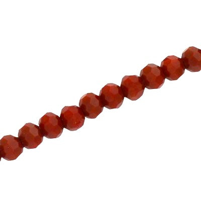 6MM FACETED ROUND CRYSTAL BEADS - APPROX 98/PCS - OPAQUE DARK RED