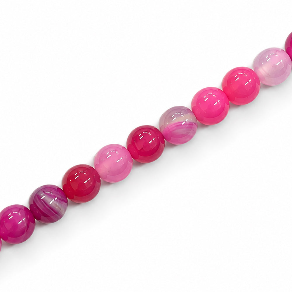 Agate Pink Beads 6mm Round Dyed – Approx 62pcs