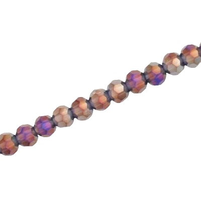 6MM FACETED ROUND CRYSTAL BEADS - APPROX 98/PCS - PLUM AB