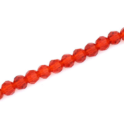 6MM FACETED ROUND CRYSTAL BEADS - APPROX 98/PCS - RED