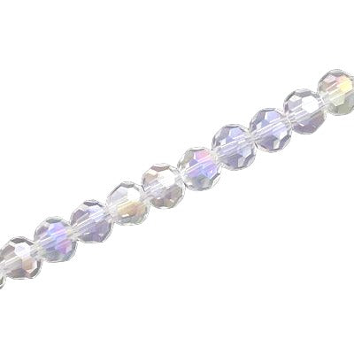 6MM FACETED ROUND CRYSTAL BEADS - APPROX 98/PCS - CRYSTAL AB