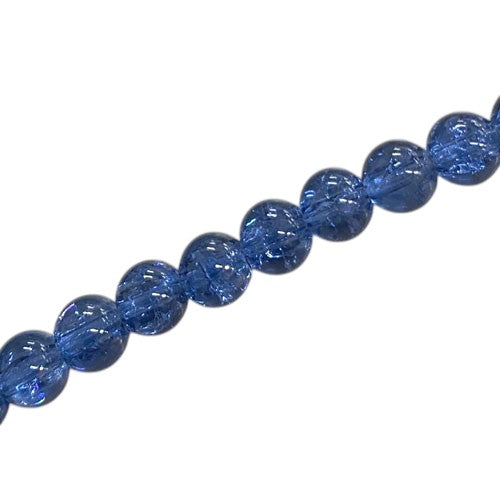6 MM ROUND GLASS CRACKLE BEADS MIDNIGHT BLUE - 130 PCS