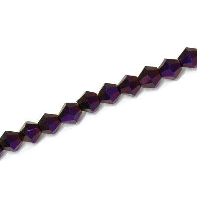 6MM CRYSTAL BI-CONE STRANDS - APPROX 48/PCS - METALLIC PLUM