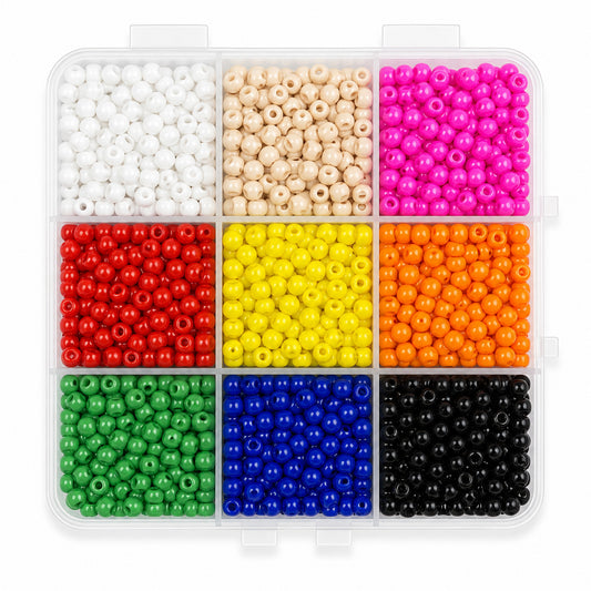 #6/0 Opaque Seed Bead Assortment – 9 Colours – 170g Storage Box