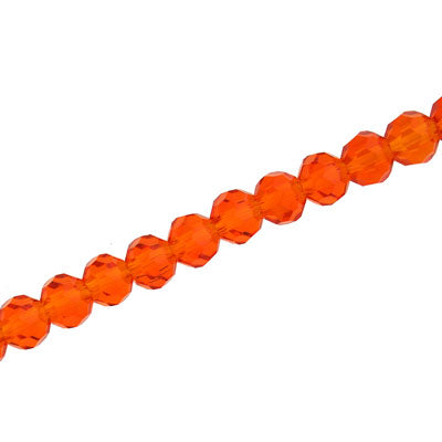 6MM FACETED ROUND CRYSTAL BEADS - APPROX 98/PCS - ORANGE