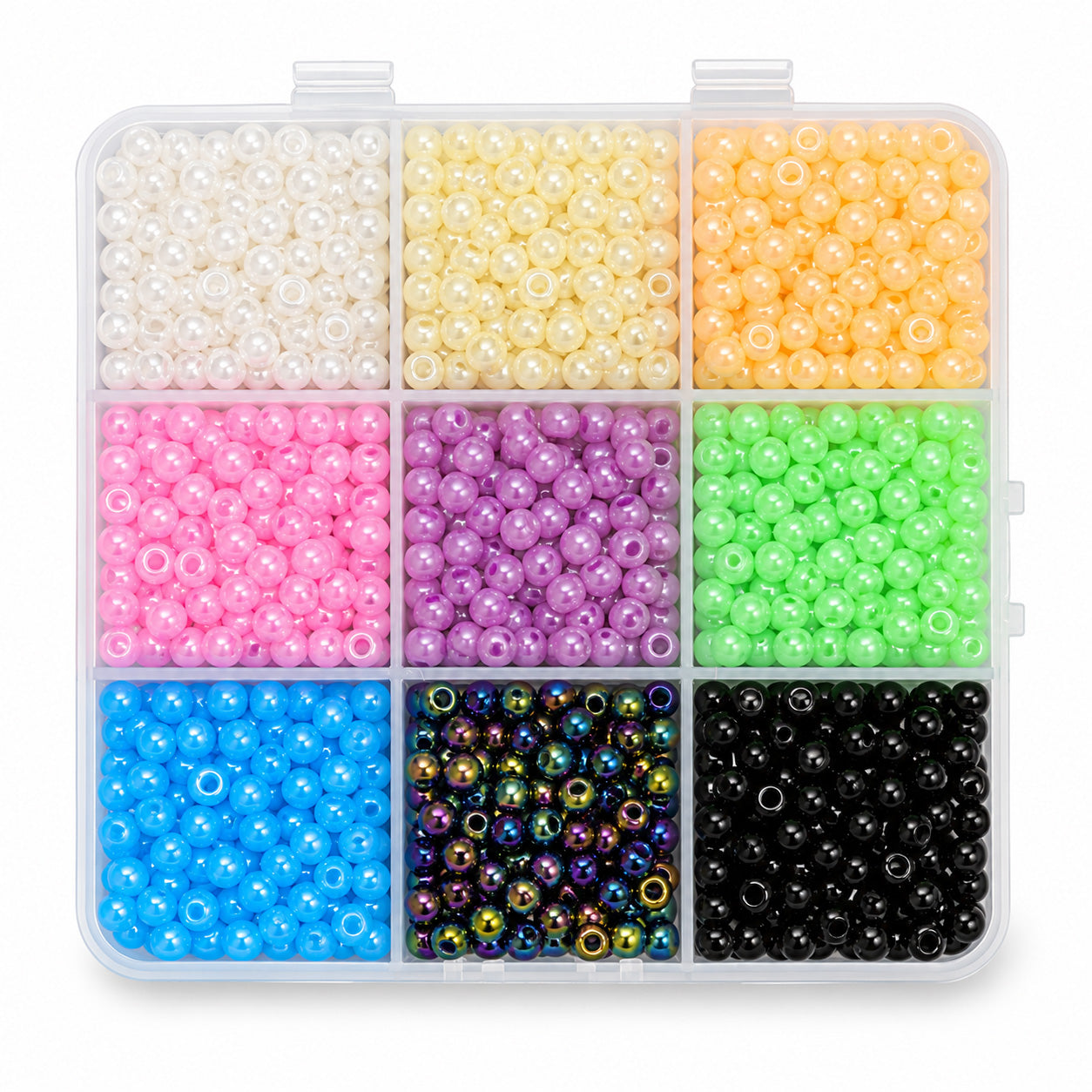 #6/0 Pearl Seed Bead Assortment – 9 Colours – 170g Storage Box
