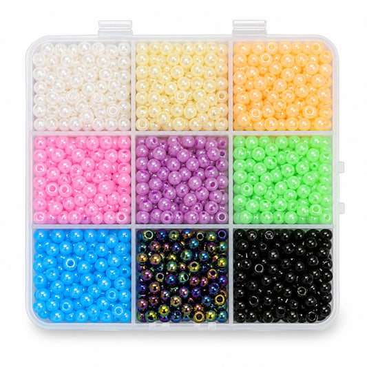 #6/0 Pearl Seed Bead Assortment – 9 Colours – 170g Storage Box