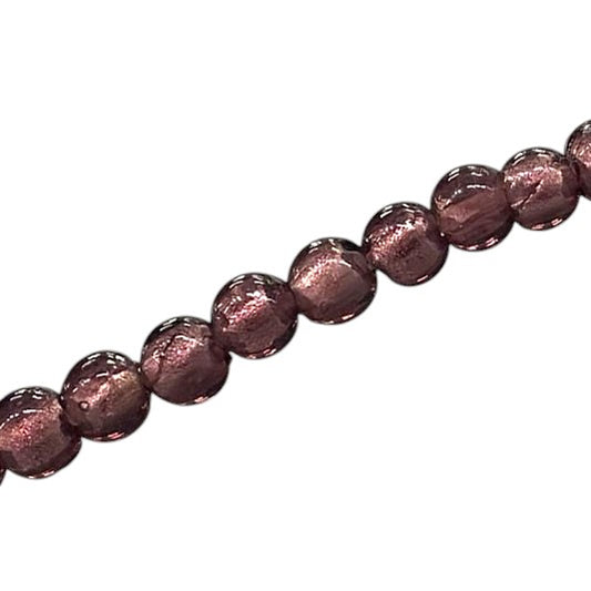 6 MM ROUND FOIL BEADS PLUM - 48 PCS