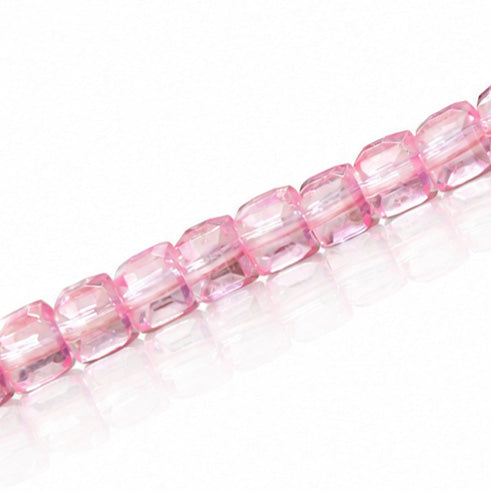 6 MM CUBE BEADS APPROX 100 PCS / PINK