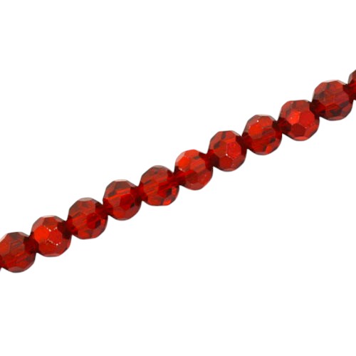 6MM FACETED ROUND BEADS - APPROX 95/PCS - CRYSTAL / METALLIC RED