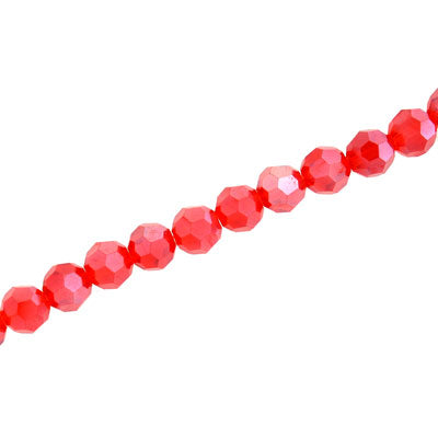 6MM FACETED ROUND CRYSTAL BEADS - APPROX 98/PCS - LIGHT RED AB