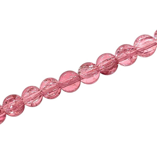 6 MM ROUND GLASS CRACKLE BEADS ROSE PINK - 130 PCS