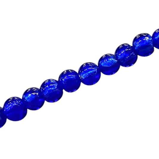 6 MM ROUND FOIL BEADS ROYAL BLUE - 48 PCS