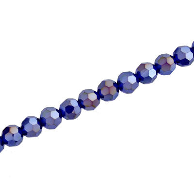 6MM FACETED ROUND CRYSTAL BEADS - APPROX 98/PCS - ROYAL BLUE AB