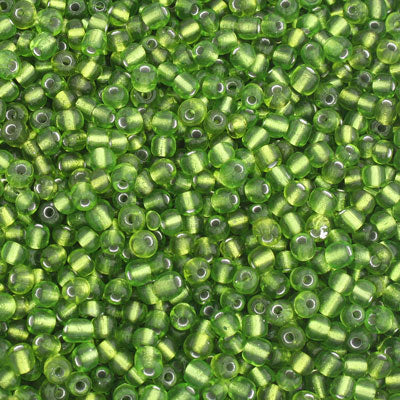 #6/0 SEED BEADS - APPROX 100G - SILVER LINED LIME