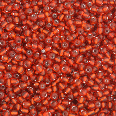 #6/0 SEED BEADS - APPROX 100G - SILVER LINED RED