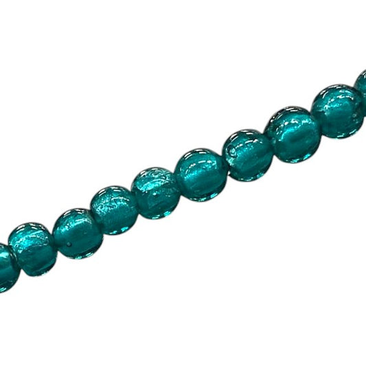 6 MM ROUND FOIL BEADS TEAL - 48 PCS
