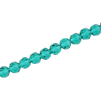 6MM FACETED ROUND CRYSTAL BEADS - APPROX 98/PCS - TEAL