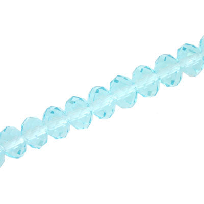 6 X 4 MM CRYSTAL RONDELLE BEADS AQUA  - APPROX 100 / PCS
